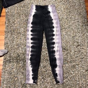 Purple gray tie dye jogger pants with high waist
